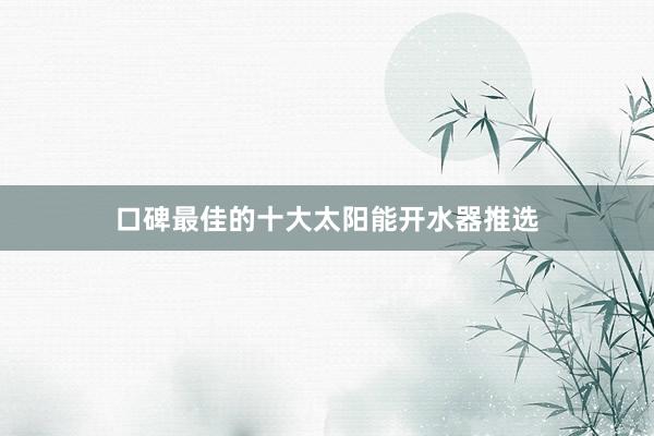 口碑最佳的十大太阳能开水器推选