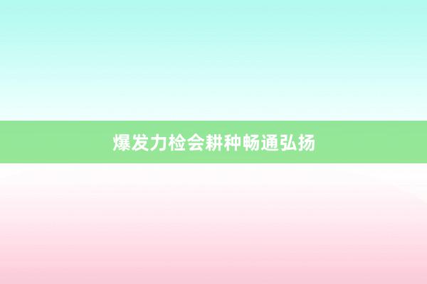 爆发力检会耕种畅通弘扬
